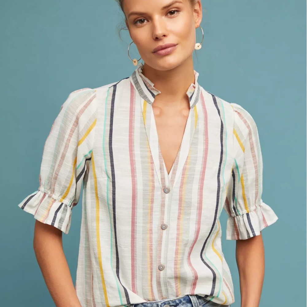 Anthropologie Maeve Ailsa Striped Top, Sz S 2  (fits 4,6)